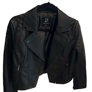 NY& Company Black Faux Leather Moto Jacket